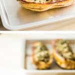 Collage of Kale Quinoa Stuffed Delicata Squash Boats images with text overlay for Pinterest.