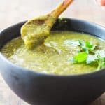 Authentic Salsa Verde in a black bowl