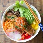 Cooked salmon poke bowl
