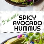 Call it what you want, Avocado Cilantro Hummus, Spicy Avocado Hummus, or 5-minute Hummus, one thing is for sure, this hummus tastes freakin' fenomenal!