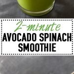 This Avocado Spinach Smoothie is the creamiest green smoothie you'll ever try. Plus, the mango gives it a super sweet tropical taste! YUM!