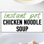 Warm up with this ALL IN ONE POT Instant Pot Chicken Noodle Soup. Chicken breasts, veggies, pasta, chicken broth and about 20 minutes is all you need.