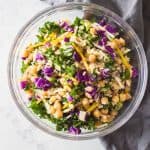Brown Rice Salad with Beets and Kale in a bowl.