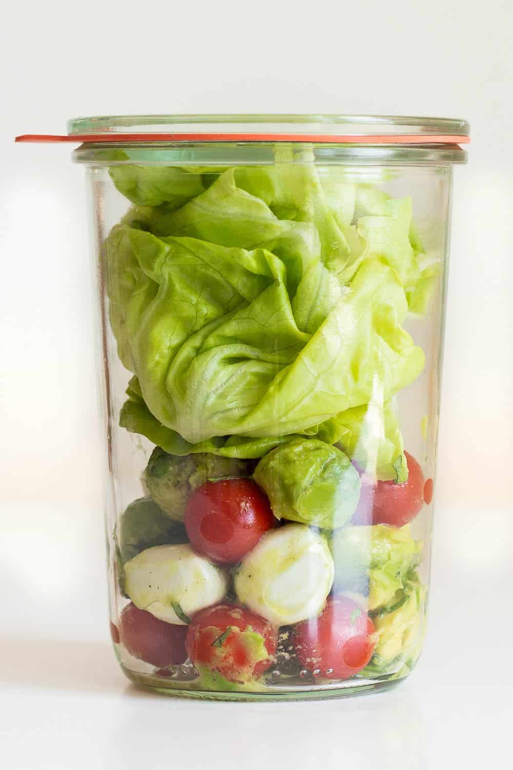 Avocado Tomato Salad ina meal prep container