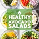 6 Avocado Salads all on one photo collage