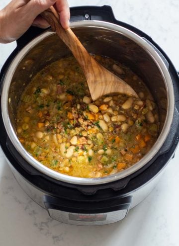 Cooked Instant Pot Lentil Soup.