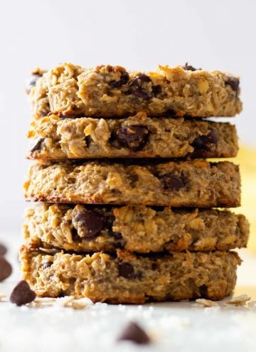 5 Oatmeal Cookies stacked on top of each other.