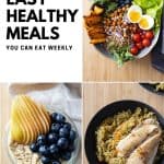Photo collage of three healthy meals and text overlay with blog post title.
